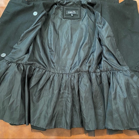 Rue 21 | Military Pea Coat with Tulle Skirt | Black | M - Picture 9 of 10